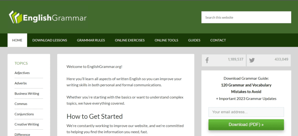 english grammar websites free